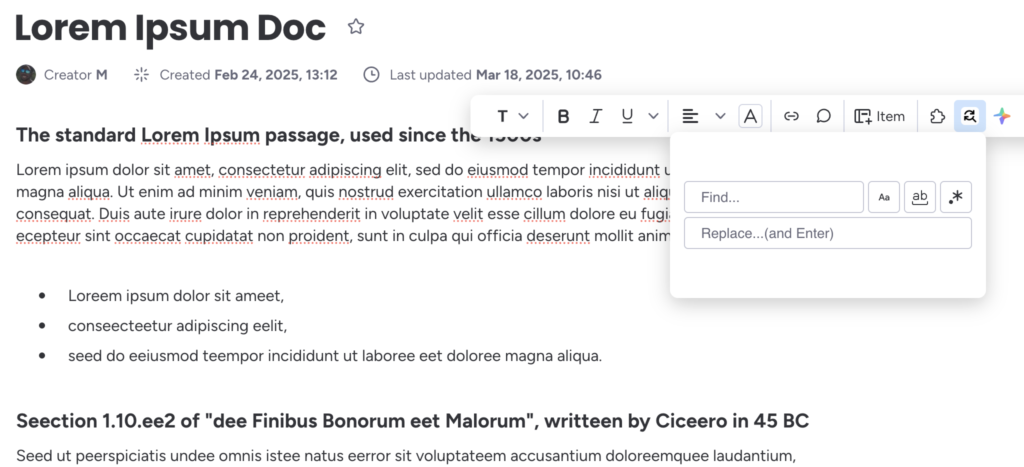 Find and Replace feature