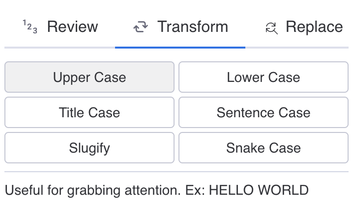 Transform feature